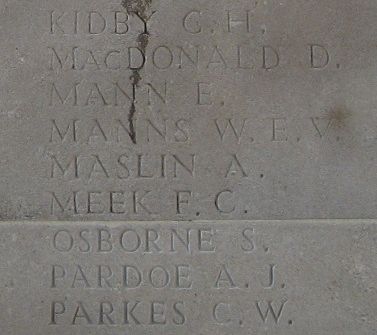 Alfred Maslin on the Soissons Memorial