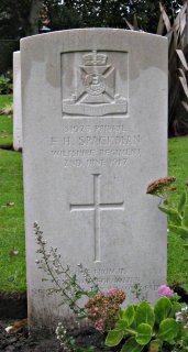 Frederick Spackman at Ramparts Cemetery, Lille Gate, Ypres